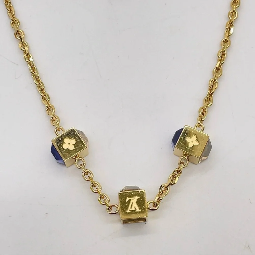 Louis Vuitton Collier Gamble Gold Purple Necklace